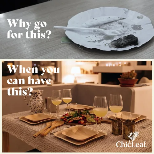 Vista 6 de Chic Leaf Platos de hoja de palma de 6 pulgadas, paquete de 50 platos desechables para aperitivos y postres totalmente compostables, vajilla