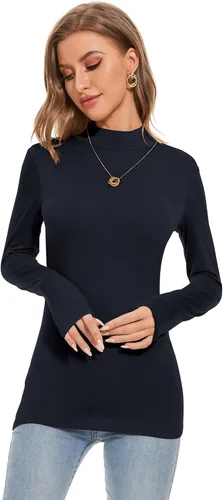 Vista 5 de Camiseta de manga larga con cuello alto falso para mujer