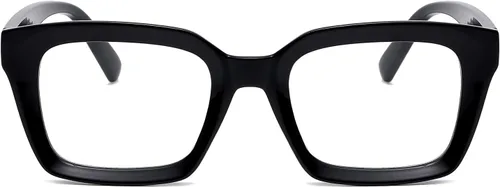 Vista 3 de EYLRIM Gafas clásicas de lente transparente con marco cuadrado grueso para mujeres y hombres, anteojos sin receta