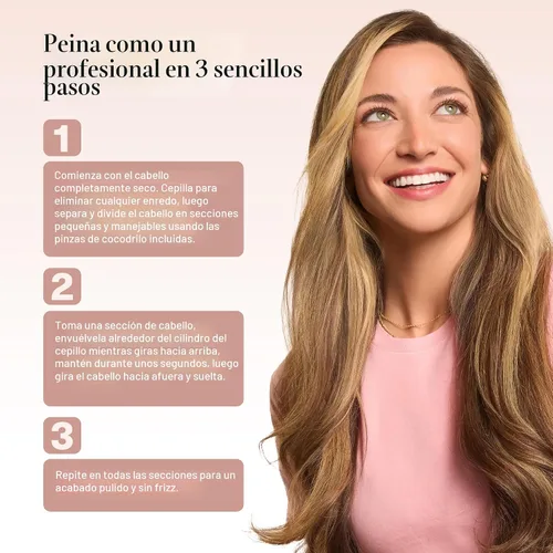 Vista 7 de Kitsch Cepillo Térmico – Cepillo Redondo para Look de Peinado – Cepillo de Cabello con Barril de Cerámica de 1.5"/38 mm y Herramienta de Peinado