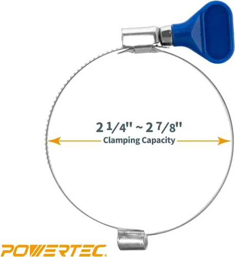 Vista 2 de POWERTEC 70223 Abrazadera de manguera de puente con llave de 2-1/2 pulgadas, llave de tornillo de pulgar, abrazaderas de manguera de acero