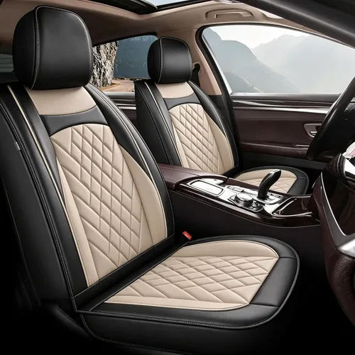 Vista 10 de CX-5 - Fundas de asiento delantero de piel sintética para Mazda CX-5 2013-2024 (negro y beige)