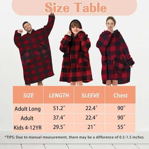 Vista 5 de Zando Manta con capucha 2024, manta para niños y adultos, regalo cómoda, sudadera con capucha de gran tamaño, forro polar Sherpa