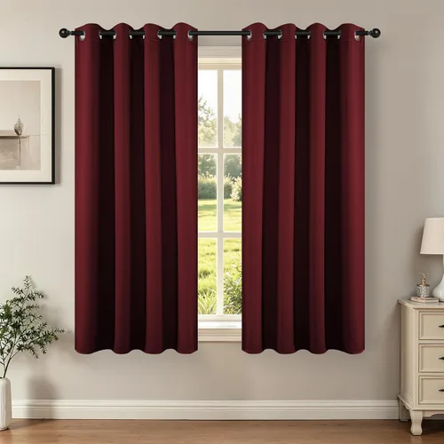 Vista 17 de Joydeco - Juego de 2 paneles de cortinas opacas de 63 pulgadas, 2 cortinas largas con aislamiento térmico burg, cortinas de oscurecimiento