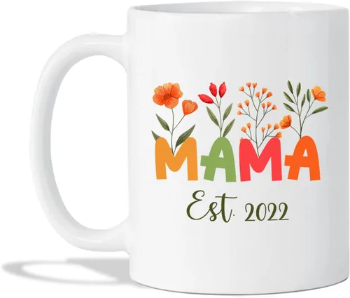 Vista 22 de Taza de café con nombre personalizado "Best Mom Ever", regalos para cumpleaños, regalos de niños, taza de café floral personalizada, regalo