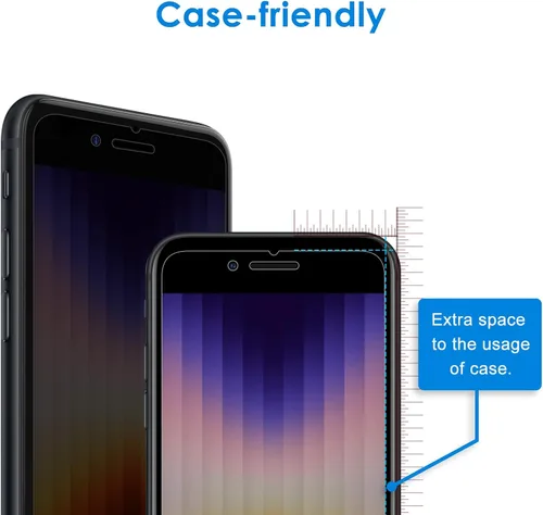 Vista 4 de JETech Protector de pantalla de privacidad para iPhone SE 3 (3ª edición 2022) de 4.7 pulgadas, película de vidrio templado antiespía, compatible