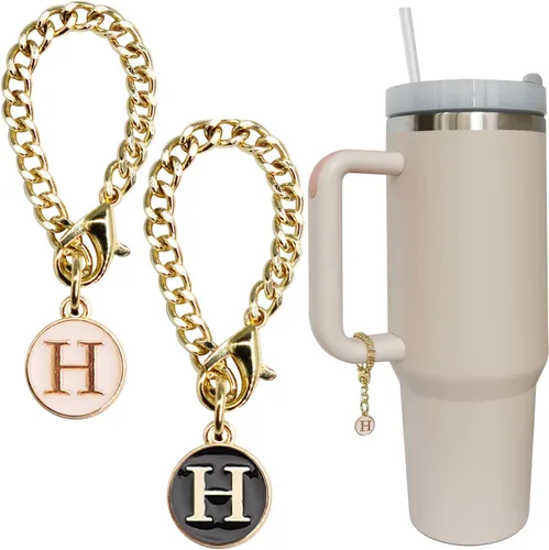 Vista 13 de Accesorios de dije de letra para vaso Stanley, 2 unidades, identificación con inicial de nombre, personalizable, para vaso Stanley