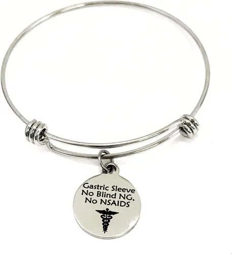 Vista 4 de Pulsera médica de manga gástrica, conciencia de la manga gástrica, joyería de manga gástrica, sin NG ciego, sin AINE, notificación médica