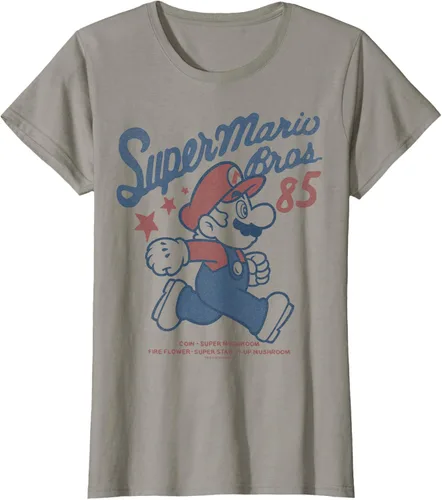 Vista 39 de Nintendo Super Mario Brothers '85 Vintage Stars - Camiseta Gris Oscuro