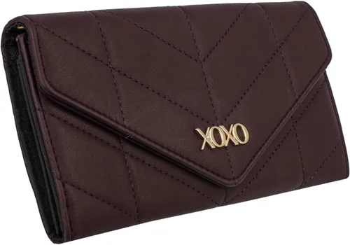 Vista 3 de XOXO Cartera pequeña de cuero vegano con correa cruzada de cadena para mujer, Vino