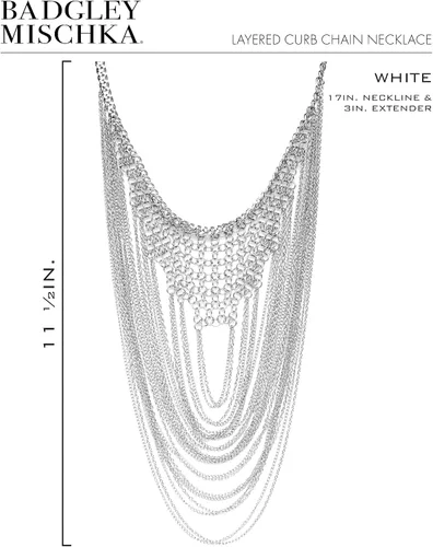 Vista 6 de Badgley Mischka Collar para mujer, elegante cadena de bordillo, collar de babero, joyería de disfraz