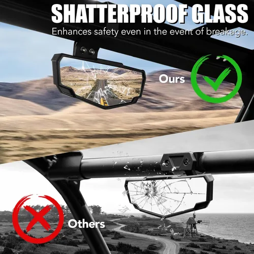 Vista 4 de A & UTV PRO Espejo retrovisor central para Can-Am Defender MAX Polaris Ranger 570 900 1000 accesorios de tripulación 2015-2024, espejo trasero