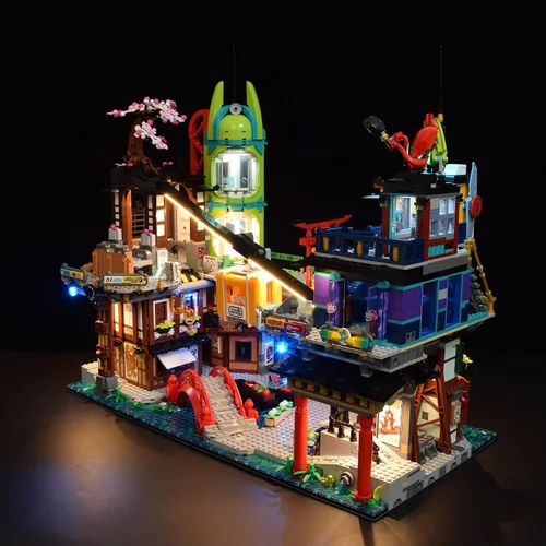 Vista 4 de LightGo Kit de iluminación LED diseñado para Ninja 71799 compatible con Lego NINJAGO City Markets Building Set, no incluye modelo (versión remota)