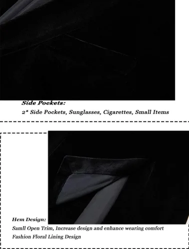 Vista 5 de THWEI Mens Velvet Blazer Slim-Fit Solid Color One Button Blazer Sport Coat Jacket for Wedding Dinner Party