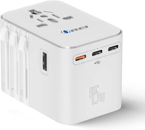 Vista 19 de OREI Adaptador de enchufe para viajes a Sudáfrica, Botsuana, Namibia con doble USB - Entrada EE. UU. - Tipo M (U2U-10L), Funcionará con teléfonos
