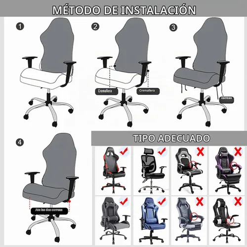 Vista 8 de Funda Protectora Deslizable para Silla de Juegos Impermeable a Prueba de Arañazos de Gato, Funda Elástica para Asiento de Silla