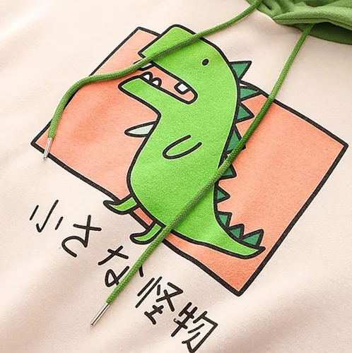 Vista 4 de Lindas sudaderas con capucha de dinosaurio para mujer, sudadera de manga larga con capucha para adolescentes y niñas, ropa de moda Kawaii de dibujos