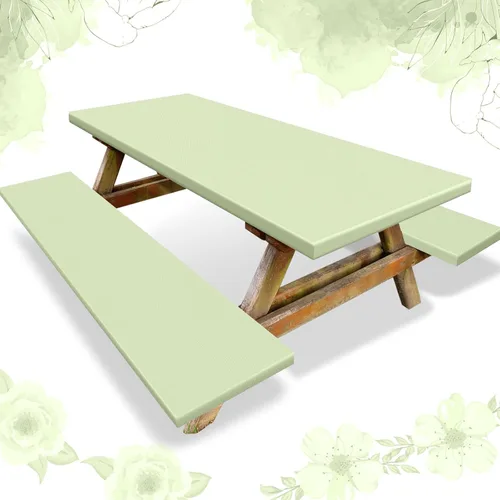 Vista 8 de Funda de mantel ajustable de 3 piezas para mesa de pícnic y bancos, para mesa de 6 pies, 30 x 72 pulgadas, vinilo con bordes elásticos ajustables