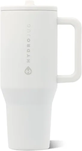 Vista 22 de HydroJug Traveler - Botella de agua de 40 onzas con asa y pajita abatible - Cabe en portavasos, vaso resistente a fugas - Reutilizable, aislado