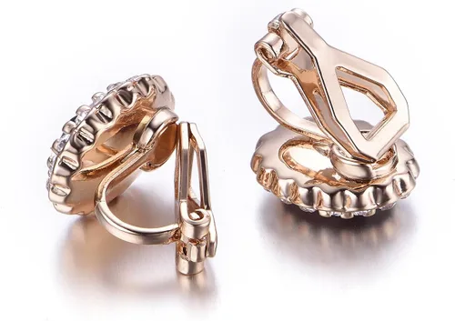 Vista 35 de Yoursfs Austria - Aretes de clip de cristal para mujer, chapados en oro de 18 quilates, joyería de moda con halo de circonita cúbica, aretes sin