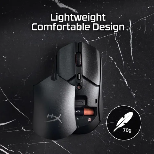 Vista 6 de HyperX Pulsefire Haste 2 Core inalámbrico – Ratón para juegos para PC, larga duración de batería, ligero, sensor Core personalizado, doble Negro