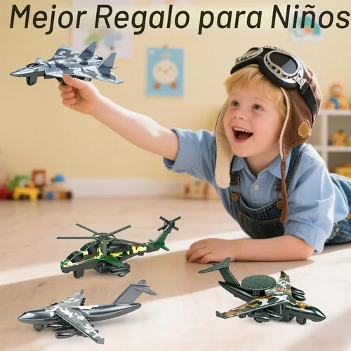 Vista 6 de 4 Pack Juguetes de Aviones Fundidos a Troquel, Juguetes de Modelos de Aviones del Ejército de Aleación Aviones de Camouflage Avión de Combate
