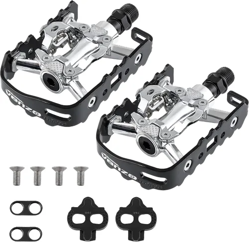 Vista 5 de Venzo Men's Mountain Bike Bicycle Cycling Shoes with Multi-Function Clip-Less Pedal & Cleat - Compatible with Shimano SPD & Crankbrother Systems