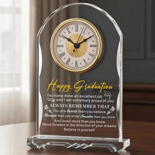 Vista 12 de Reloj de Cristal Significativo para Jubilación, Regalos para Mujeres y Hombres, Mejor Jefe de Todos, Feliz Reloj de Jubilación Placa de Regalo