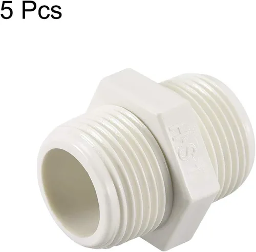 Vista 3 de uxcell Tubo de PVC accesorio hexagonal pezón G1 X G1 conector adaptador de rosca macho 5pcs