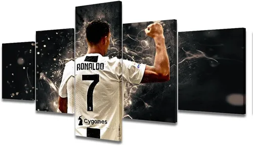 Vista 12 de TUMOVO Lienzo decorativo para pared, cuadro de Cristiano Ronaldo, cuadros de club de fútbol, impresiones en lienzo, póster de arte de pared, arte
