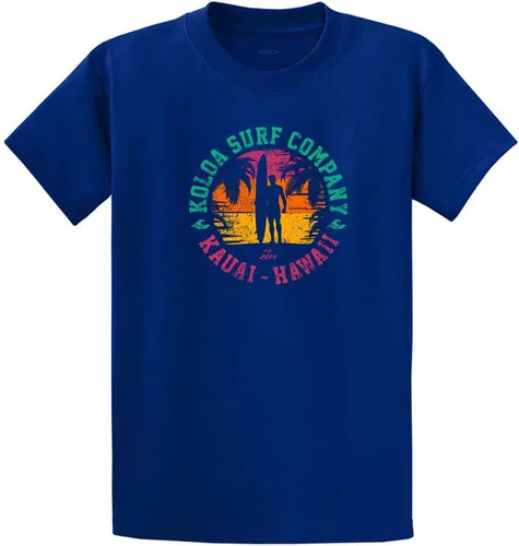 Vista 39 de Koloa Surf - Camisetas de algodón pesado para hombre, tallas grandes y altas Azul acuático/negro buscando diseño de ondas