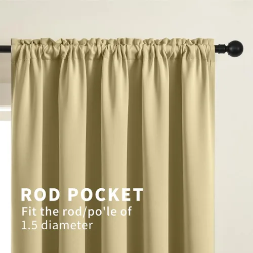 Vista 3 de CUCRAF Cortinas opacas cortas para oscurecer la habitación, paneles de cortina para ventana, bolsillo para cortinero, cortinas sólidas