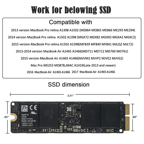 Vista 6 de xiwai PCI Express M.2 NGFF M-Key PCI-E 4X a 12Pin+16Pin Contactos SSD Contactos Tarjeta de conversión para 2013 2014 2015 2016 2017 A1493 A1502