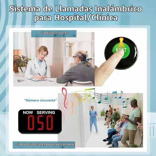 Vista 4 de Sistema de número de boleto Sistema de llamadas inalámbrico en cola con 1 pantalla de toma de número, 2 botón de llamada siguiente 1 soporte