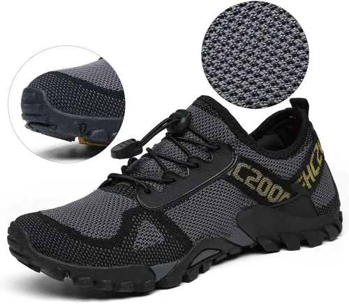 Vista 6 de ABAO Zapatos de senderismo para hombres y mujeres, zapatos deportivos al aire libre, antideslizantes, transpirables, zapatos bajos para caminar al