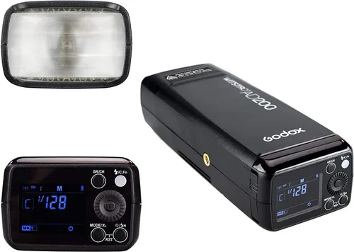 Vista 6 de Godox AD200 200Ws 2.4G TTL Flash estroboscópico 1/8000 HSS monoluz inalámbrica con batería de litio de 2900 mAh y bombilla sin pantalla/cabezal