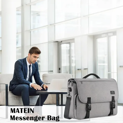 Vista 69 de MATEIN Bolsa tipo mensajero para hombres, mochila escolar para adolescentes, ligera de 17.3 pulgadas, maletín para laptop grande, bolsa cruzada