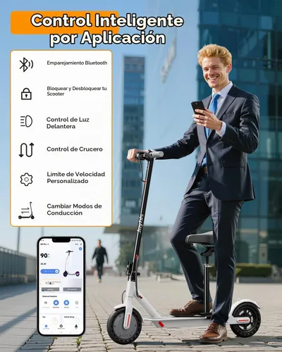 Vista 4 de Scooter eléctrico de 350 W/500 W para adultos y adolescentes - 19/22 MPH y Blanco