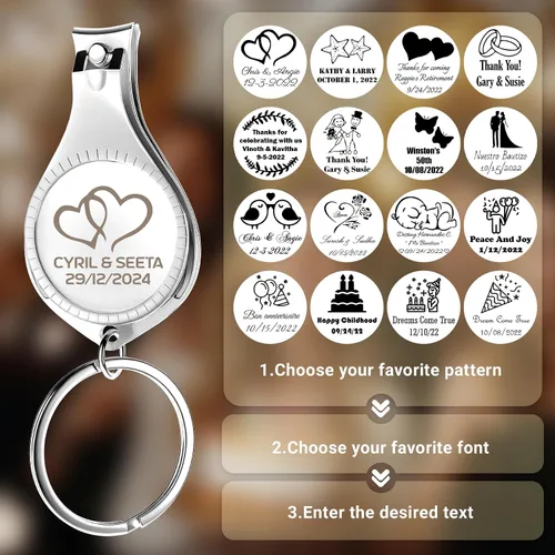Vista 3 de Abrebotellas multifunción 4 en 1, cortauñas, recuerdos de boda, privado personalizado, plateado, regalos multiherramienta para hombres