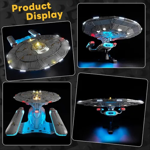 Vista 5 de Kyglaring Kit de luz LED compatible con bloques de construcción Lego U.S.S. Enterprise NCC-1701-D 10356, control remoto actualizado, solo luces