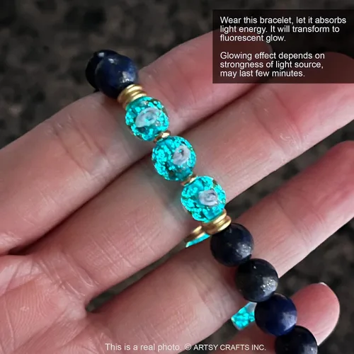 Vista 7 de ARTSY Crafts - Pulseras de cuentas de luciérnaga que brillan en la oscuridad + cuentas de piedras preciosas de 0.315 pulgadas (0.315 in), pulseras