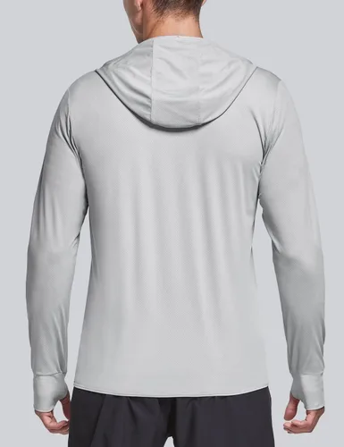 Vista 2 de baleaf Chaqueta ligera con capucha y cremallera completa UPF 50+ para hombre, camisa de enfriamiento de manga larga con bolsillo, senderismo, pesca
