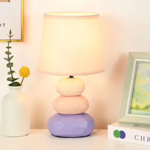 Vista 7 de BERO - Lámpara de mesa pequeña blanca para sala de estar como lámpara de mesita de noche para dormitorio, lámpara de mesa moderna de cerámica