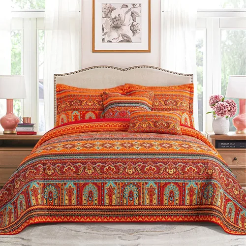 Vista 26 de VAPUTAR Juego de ropa de cama de edredón de 100 % algodón, tamaño Queen