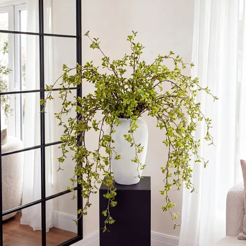 Vista 9 de Zeyune 6 ramas artificiales con brotes burdeos de 40 pulgadas, de plástico sintético de hoja perenne, para florero, bricolaje, hogar, oficina, boda
