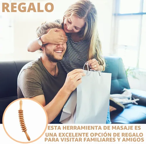 Vista 7 de Herramientas de rodillo de masaje de terapia de madera curva, drenaje linfático, masaje de celulitis y rodillo muscular de madera para cintura