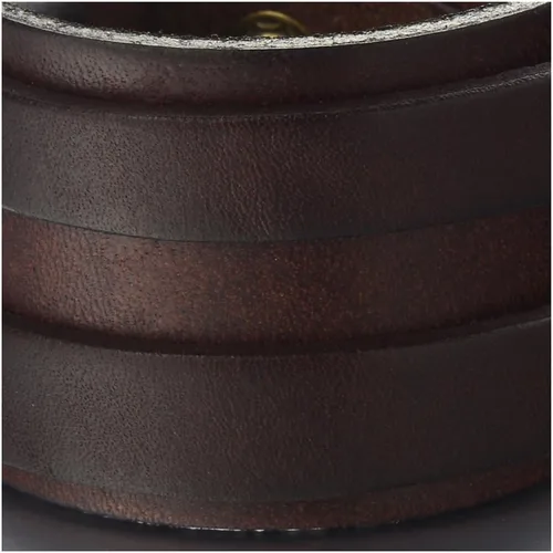 Vista 2 de COOLSTEELANDBEYOND Pulsera de cuero genuino metálica para hombre pulsera de cuero ancha con botón a presión