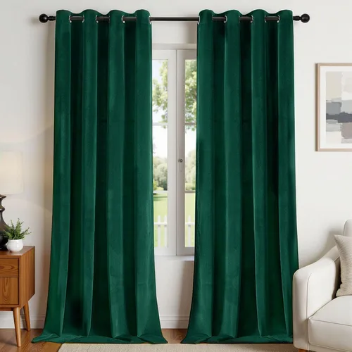 Vista 12 de Joydeco Cortinas de terciopelo negro de 72 pulgadas de largo, 2 paneles, cortinas opacas de lujo con bolsillo para barra, cortinas de ventana