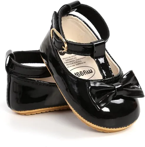 Vista 5 de SOFMUO Zapatos planos Mary Jane para bebés y niñas con lazo, zapatillas de ballet para niños pequeños, zapatos de vestir de princesa para boda
