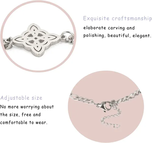 Vista 23 de Pulsera de nudo de bruja, nudo celta, símbolo de Wicca pagana, nudo mágico, pulsera de joyería de brujería, pulsera de acero inoxidable ajustable
